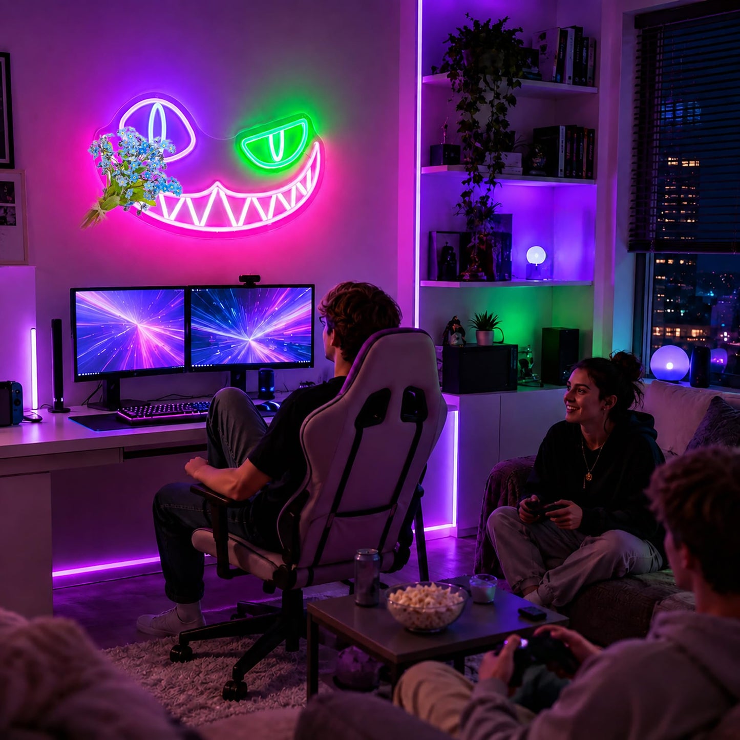 Bkuupau Neon Sign, Cat Neon Signs for Wall Decor - Dimmable LED Light Signs Home Decor for Bedroom, Man Cave, Gaming Room, Party, Club, Bar Decoration - Christmas Halloween Easter Gift