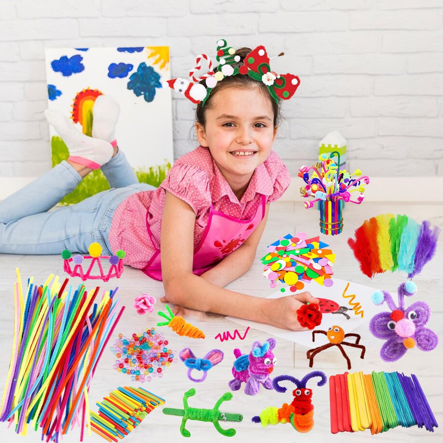 Itopstar Arts and Crafts Supplies Kit Craft Set for Kids-Art Supplies Kids Art Supplies for Preschool, Homeschool and Kindergarten DIY Crafting Projects