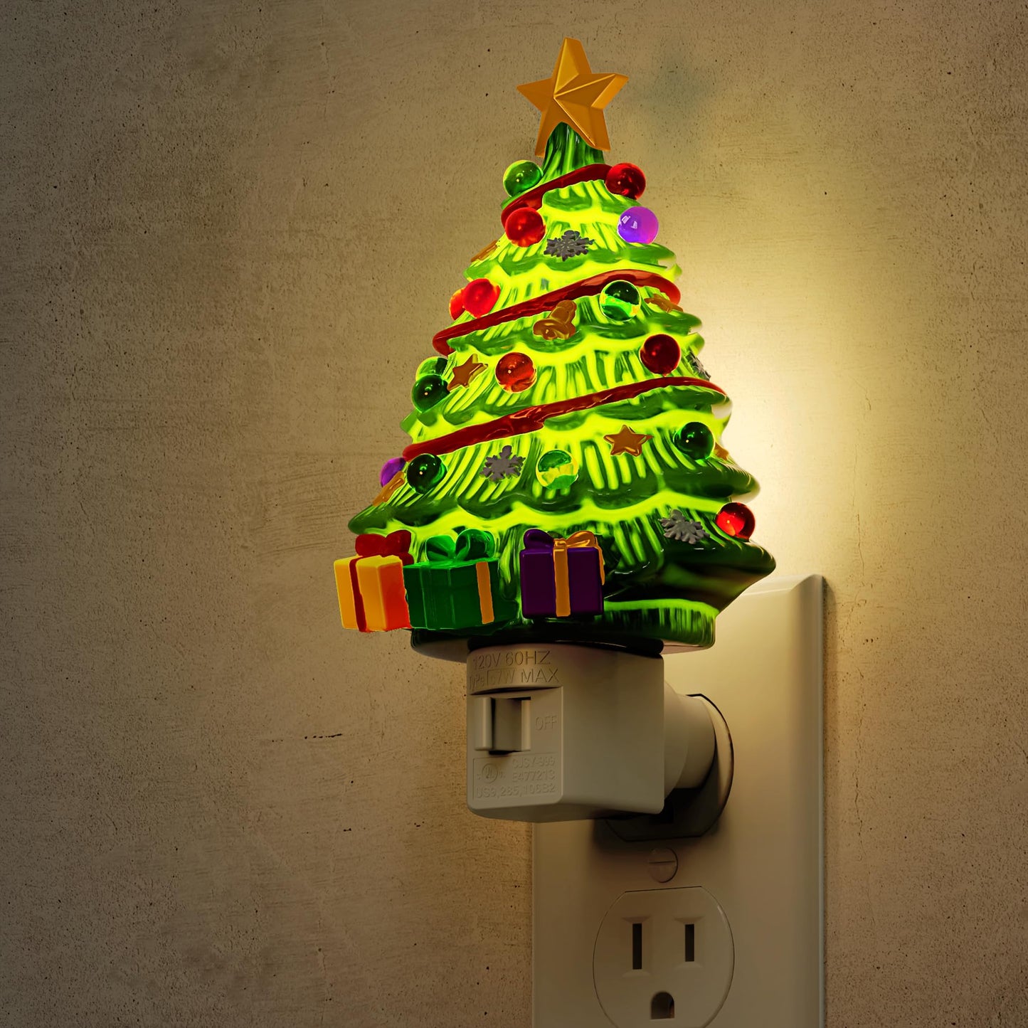 L LOHAS LED Christmas Tree & Snowman Night Light, 3000K Warm White Plug-In Resin Nightlight, 360° Rotatable for Kids Room, Holiday Party & Home Decor, 1 Pack