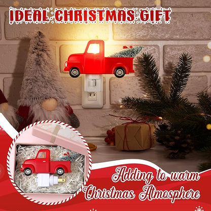 Christmas Red Truck Night Light Plug-in, 120V C7 LED Wall Nightlight Decoration for Bedroom, Bathroom, Kitchen, Hallway, Stairs