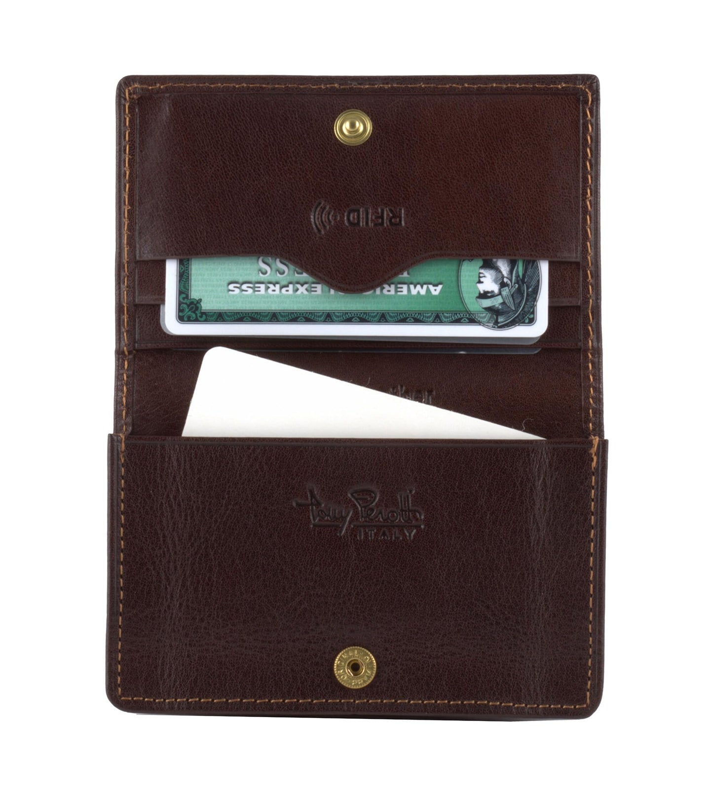 Tony Perotti Italian Leather Business Card Holder for Men and Women - Eco-Friendly Vegetable-Tanned Full Grain Leather Business Card Wallet Made in Italy