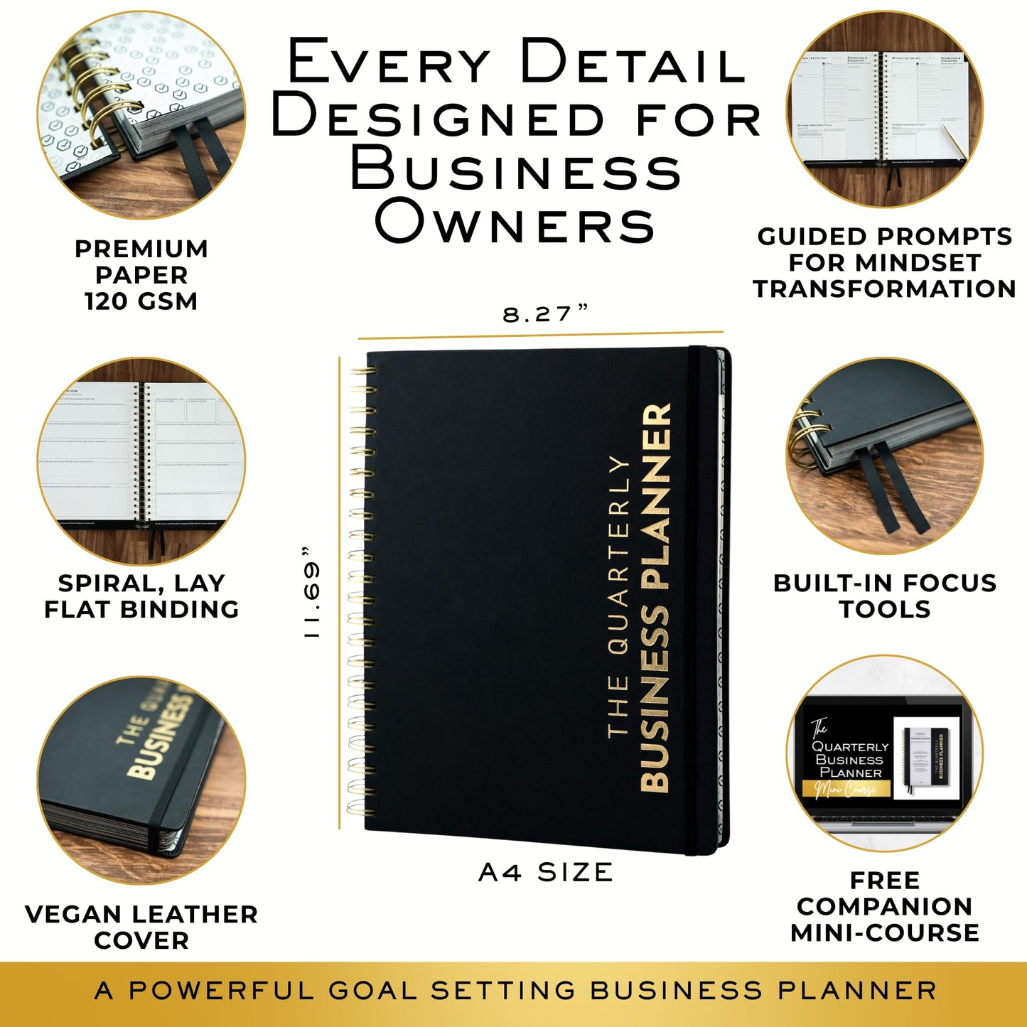 GROWTH ATLAS Daily, Weekly & Monthly Planner – Undated Day Planner & Productivity Planner for Business Owners – 90-Day Goal Organizer System & Planner Notebook for Work – Plan, Execute & Reflect with Clarity for Growth