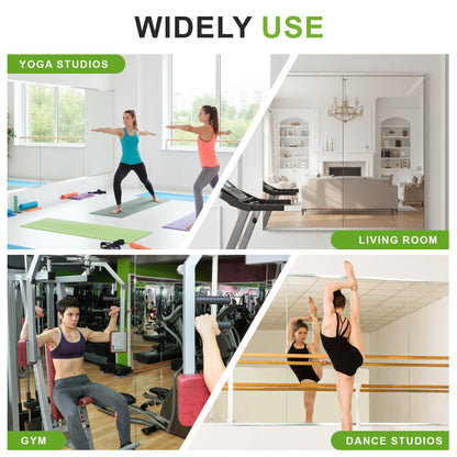FICTOR Home Gym Mirror for Wall, 50"x25"x3 PCS Large Workout Mirrors with Tempered Glass, Full Length Frameless Body Mirror for Garage, Dance, Yoga, Bedroom