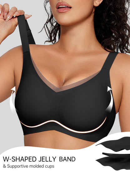 OEAK Womens Wireless Bras V Mesh Comfortable Bralette Supportive Tshirt Bra No Underwire Seamless Push Up Everyday Bras
