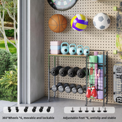 HavenlyYouth Dumbbell Rack, Gym Storage Rack, Weight Rack for Home Gym, Dumbbells, Kettlebells, Yoga Mats & More Space-Saving Home Gym Organizer