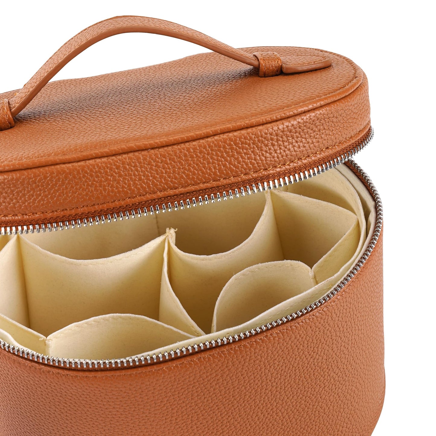 UUYUUY Makeup Bag Vanity Case Cosmetic Bag with Removable Divider Travel Toiletry Bag for Women Portable Make up Box Organizer, Brown