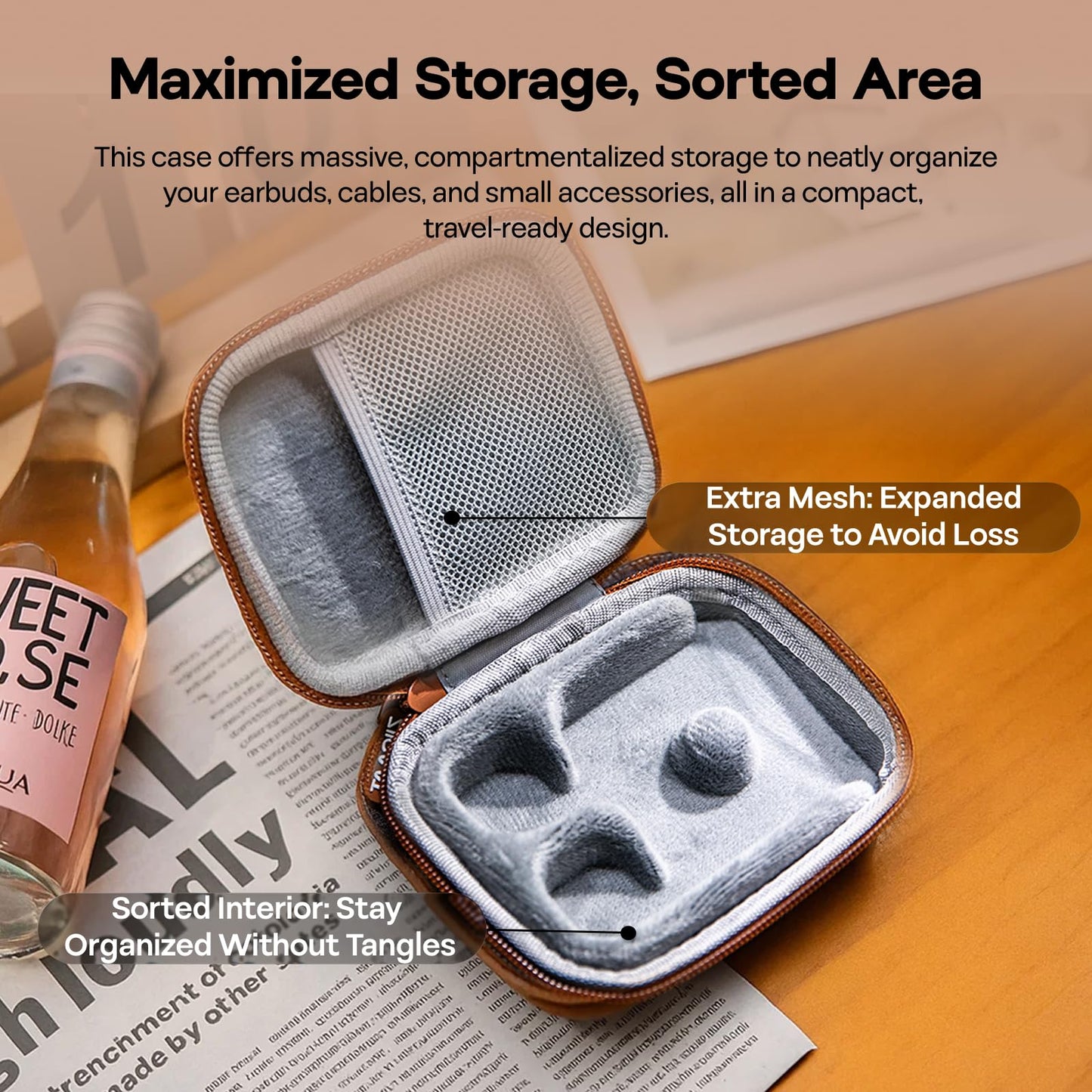 Linsoul ZiiGaat PELLEPOD Leather Earbud Case, Waterproof IEM Storage Box, Hard Carrying Bag, Protective Storage Box, Fit for Earphone ZS10 Pro, Zero: 2, EM6L, EW300, SuperMix 4, Orchestra Lite (Brown)