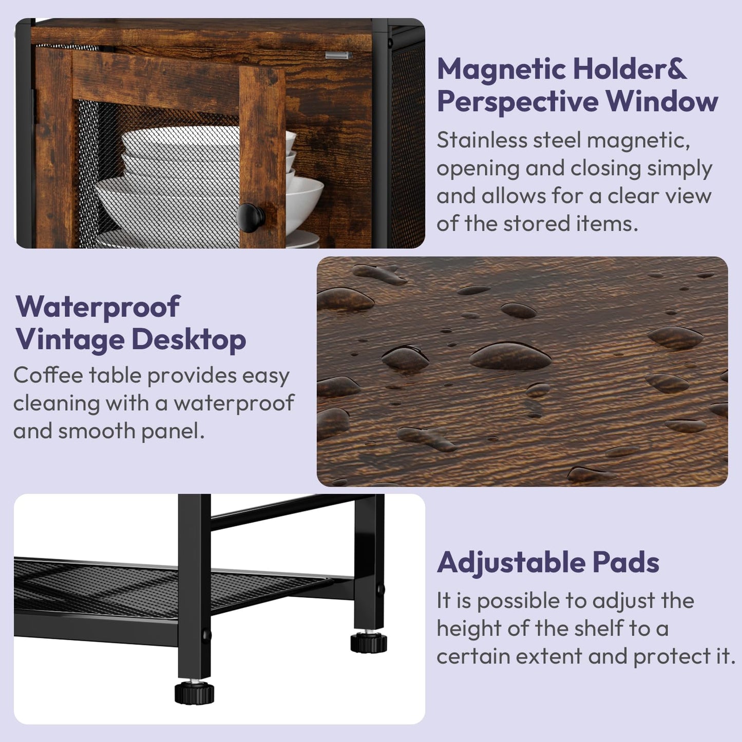 SWTYMIKI Coffee Bar Cabinet Station - Farmhouse Small Coffee Stand Station with Doors, Rustic Storage Organizer for Kitchen, Buffet Sideboard Cabinet Table for Home, Office, Corner, Bar, Espresso