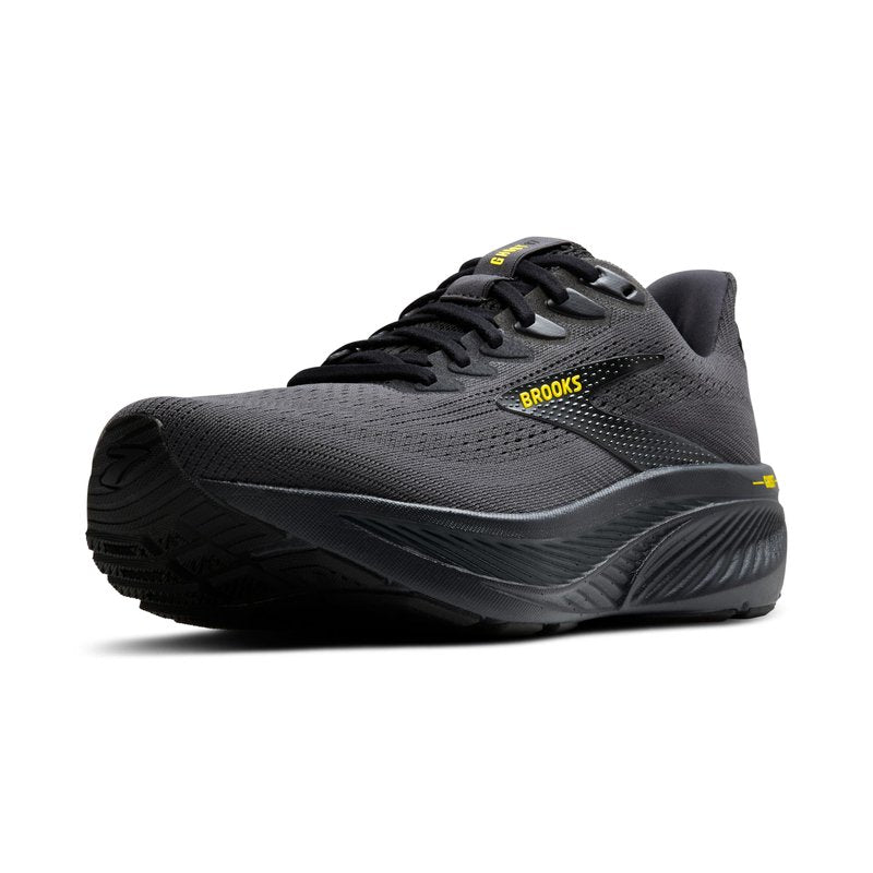 Brooks Men’s Ghost 17 Neutral Running Shoe - Ebony/Black/Yellow - 12.5 Wide