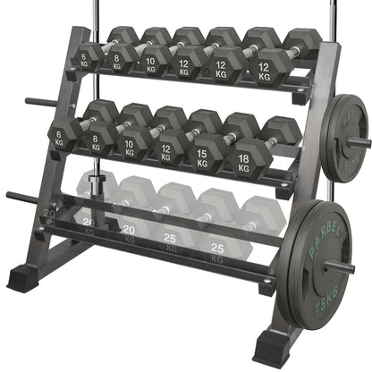 VIODEX 3 Tier Multifunctional Dumbbells Weights Barbells Rack, 1100 lbs Weight Capacity (Rack Only)