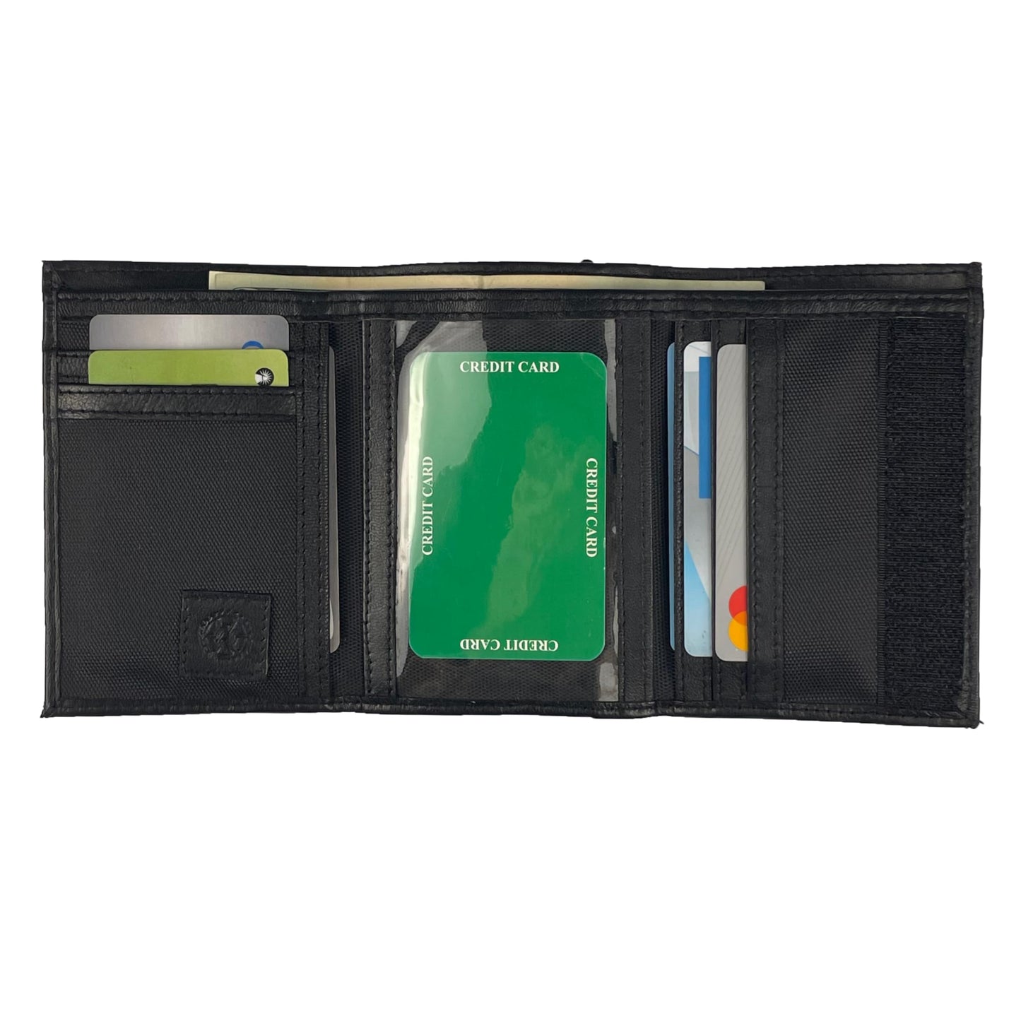 Sprocket Men's Nylon Trifold Wallet with Leather Trim and ID Window (Black)
