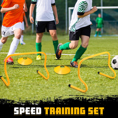 Gemscream 12 Pcs 12 Inch Agility Hurdles Training Equipment Agility Hurdles and Marker Cone Set Disc Cones Speed and Training Obstacle for Athletes Sports Soccer Football Tennis Basketball(Yellow)