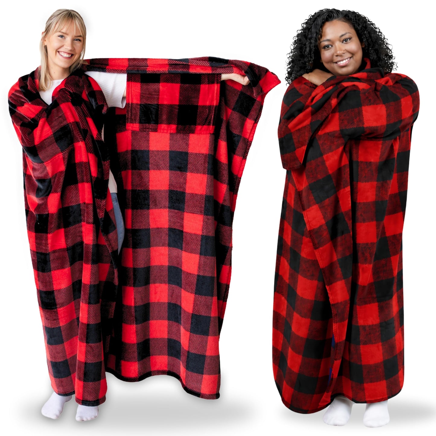 Super Blanky Wearable Blankets for Women, Comfy Wearable Blanket Men, Cozy Gifts for Women, Dorm Room Essentials, Graduation Gift for Her Girlfriend, Gifts for Wife Birthday Gift Ideas, Red Checkered