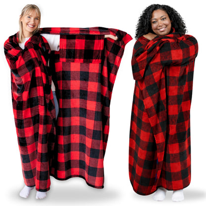 Super Blanky Wearable Blankets for Women, Comfy Wearable Blanket Men, Cozy Gifts for Women, Dorm Room Essentials, Graduation Gift for Her Girlfriend, Gifts for Wife Birthday Gift Ideas, Red Checkered