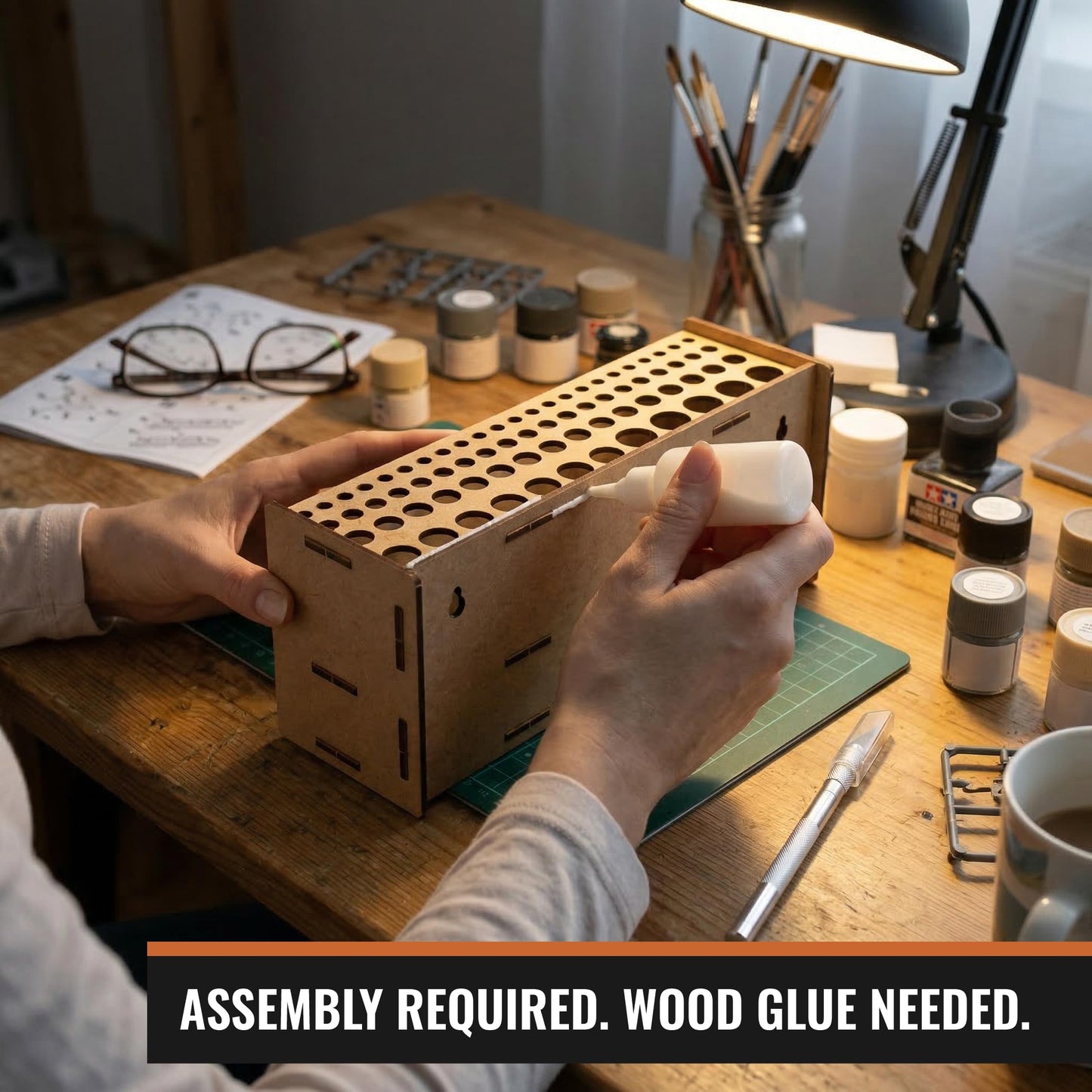 PROSCALE Tool & Brush Organizer for Miniatures & Modeling, Versatile Tabletop or Wall Holder with Multi-Size Holes for Hobby Tools, Files and Accessories