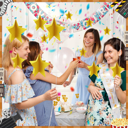 70 Pcs Star Centerpieces for Movie Night Party Decorations 3D 2025 Graduation Table Decor 3 Sizes 8" 5" 3" Red Carpet Film Show Theme Birthday Party Back to School Table Decor （Gold）