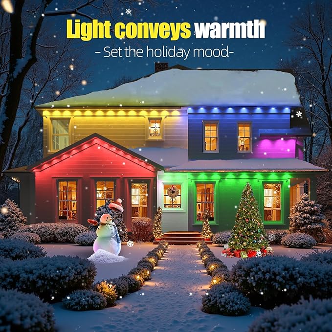 Permanent Outdoor Lights, 150ft RGB+IC Outside Lights for House, IP67 Waterproof Smart Outdoor Decorations with App/Remote Control for Halloween, Christmas, Holiday, Daily, Party