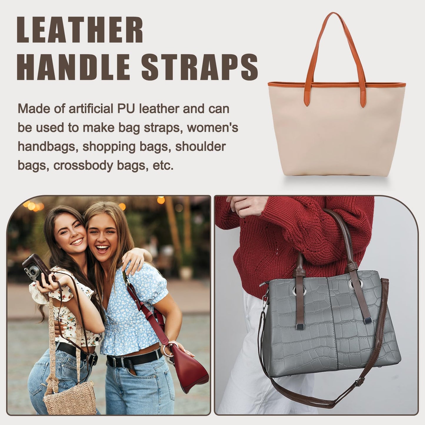 MECCANIXITY 2pcs 24 Inch (60cm) PU Leather Purses Straps Handbag Belt Band Bag Handle for Purse Wallet Tote Making, Light Blue