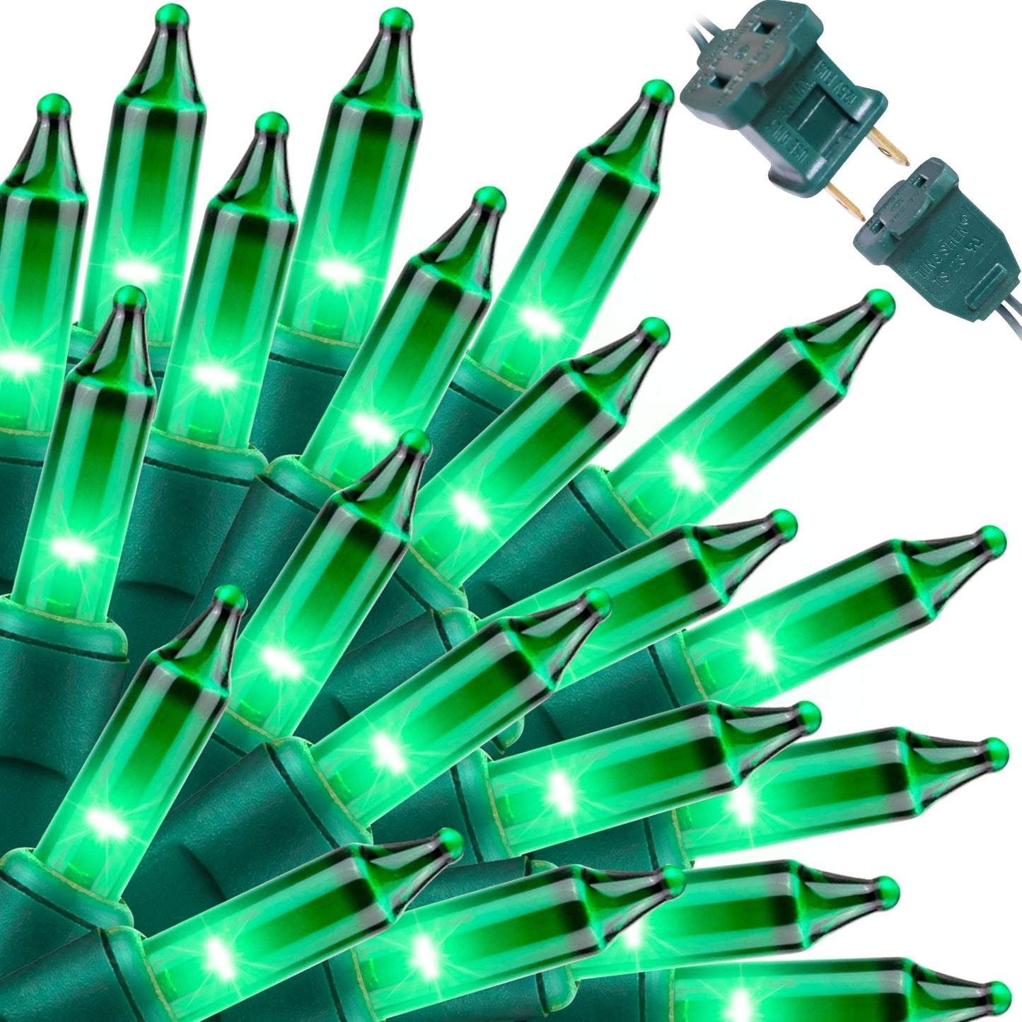 LAMPHOME St. Patrick's Day Mini String Lights, Super-Bright Extendable Green Christmas Lights Decoration 100Lights 19.6ft UL Certified Mini Bulb String Lights Set for Outdoor Christmas Tree Decor
