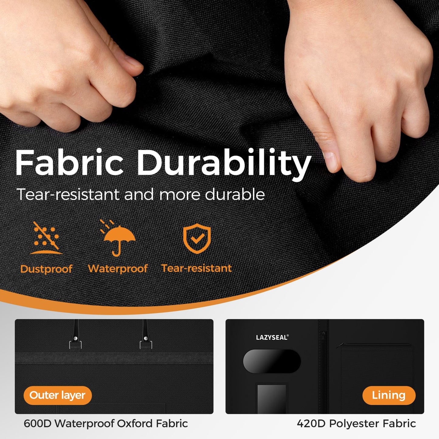 LAZYSEAL 2 Pack 43" Garment Bag for Suit Closet Storage, Tear-Resistant Waterproof Dustproof, Suit Bag for Hanging Clothes with Zippers, Durable 600D Oxford Fabric for Suits, Dresses