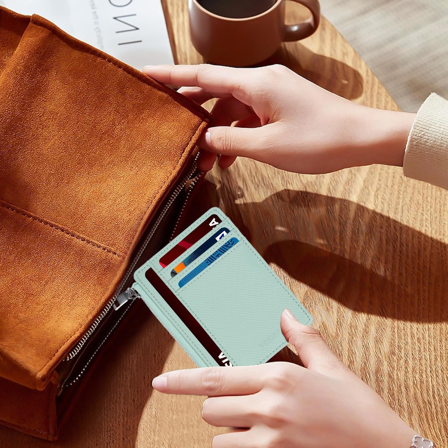 YOXIER Slim Minimalist Wallet, Front Pocket Wallets, RFID Blocking, Credit Card Holder for Men & Women (Nile Blue)
