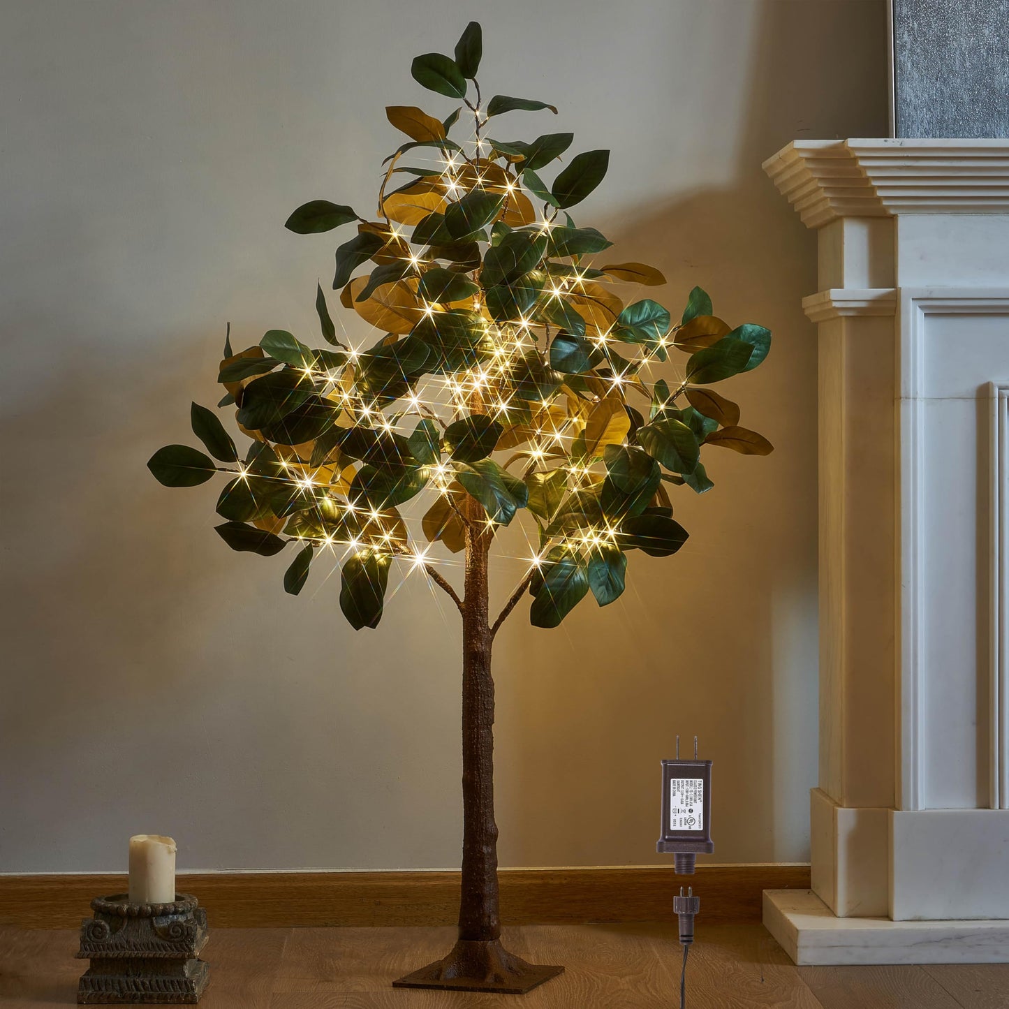 Hairui Lighted Magnolia Tree 4FT 165 LED Fairy Lights, Faux Plant Tree with Lights for Home Holiday Spring Decoration