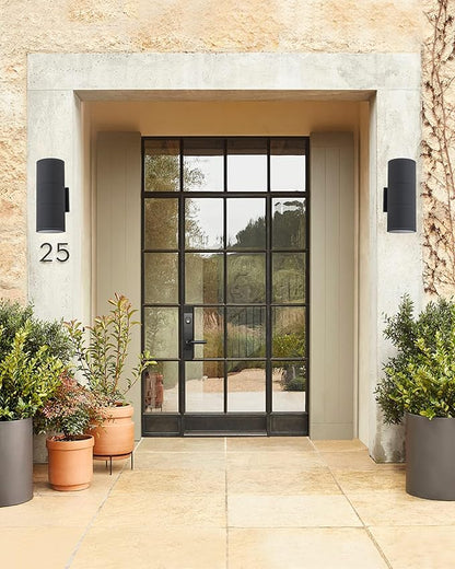 Ken & Ricky 14Inch Exterior Lighting Fixtures,Outdoor Cylinder Wall Lights,Black Outdoor Sconces Set of 2, Outside Light Fixtures for House,Front Door,Entrance, Garage,Porch-2pk