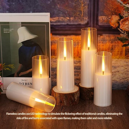 Flickering Flameless Candles,Battery Operated, Flameless Candles with Remote, 2/4/6/8 Hour Timer, Realistic Jumping Flame Effect, Perfect for Home Decor, Holiday Decoration Pcs 9 (White)