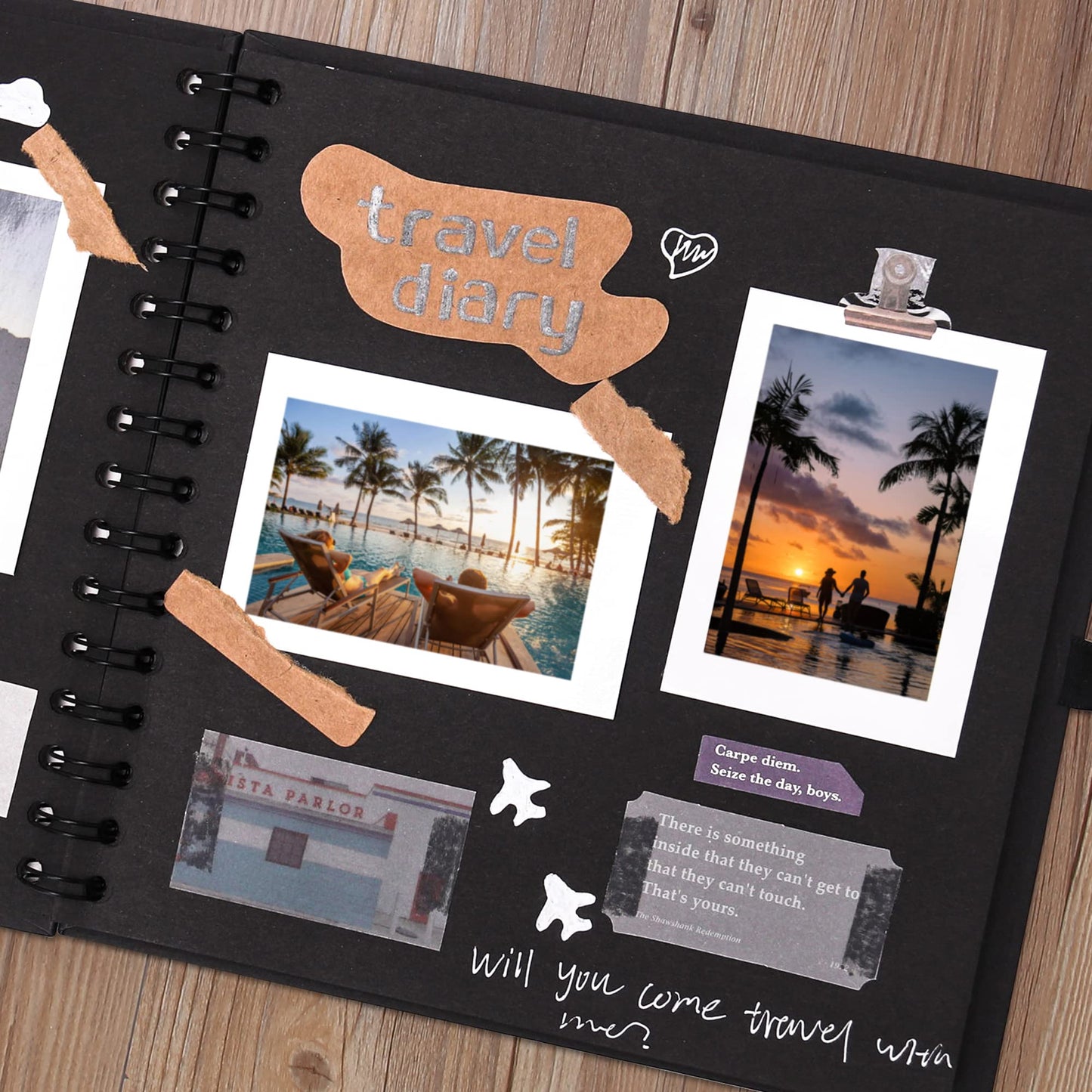 Vienrose Scrapbook Photo Album with Corner Stickers 12x12 inches DIY with Cover Photo Pocket 80 Pages Silk Ribbon Hardcover Album for Guest Book Wedding Baby Shower Christmas Black