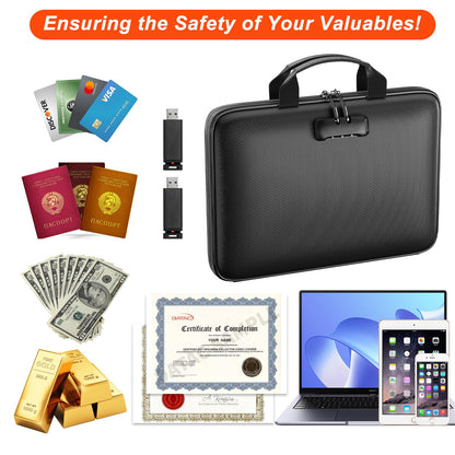 ZOOPIP Fireproof File Organizer,Fireproof Document Box with Lock,Large 13 Pocket Expanding File Folder,Hard-Shell Portable Safe Storage for Letter/Legal Document,Laptop,Valuables-Black