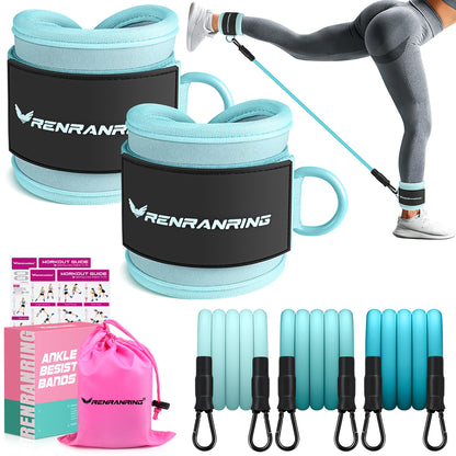 Ankle Resistance Bands with Cuffs, Ankle Bands for Working Out, Ankle Resistance Band for Legs and Glutes Workout Equipment, Butt Exercise Equipment for Women