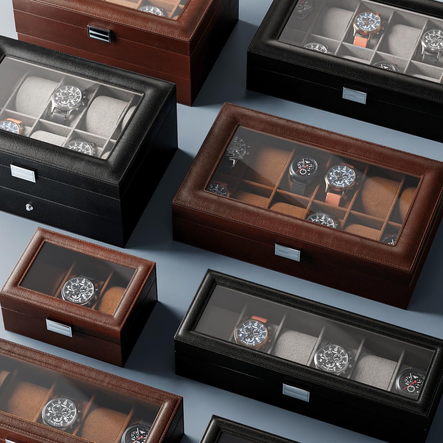 ProCase Watch Box, Fathers Day Gift for Dad, 6 Slot Mens Watch Case, Watch Storage Holder Organizer, Watch Display Case with Glass Lid, Anniversary Birthday Gifts -6 Slot, Espresso