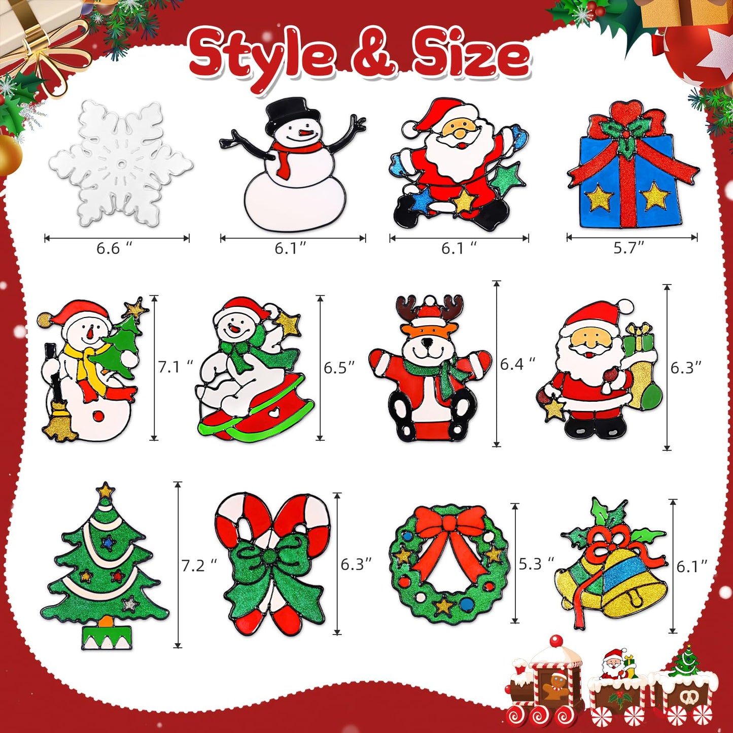 UMIKU 12 Pcs 3D Christmas Window Clings Decals Ornaments Window Stickers for Christmas Decorations Windows Decorations Xmas Party Supplies Thanksgiving Party Décor Snowman, Santa Claus and More Style