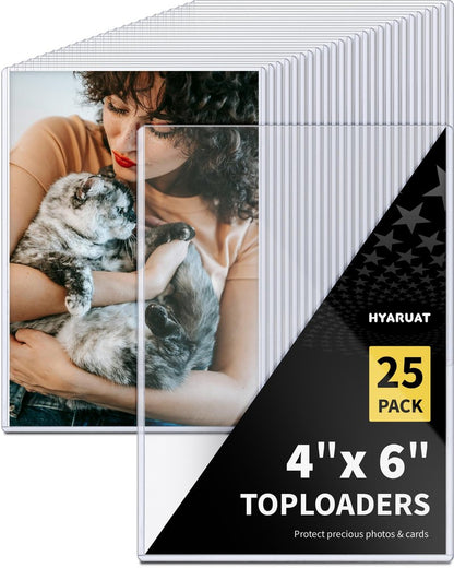 HYARUAT 4x6 Toploader - Durable Hard Plastic Sleeves, Sheet Protectors for Photo Cards, Kpop, Post and Trading Cards (25-Pack)