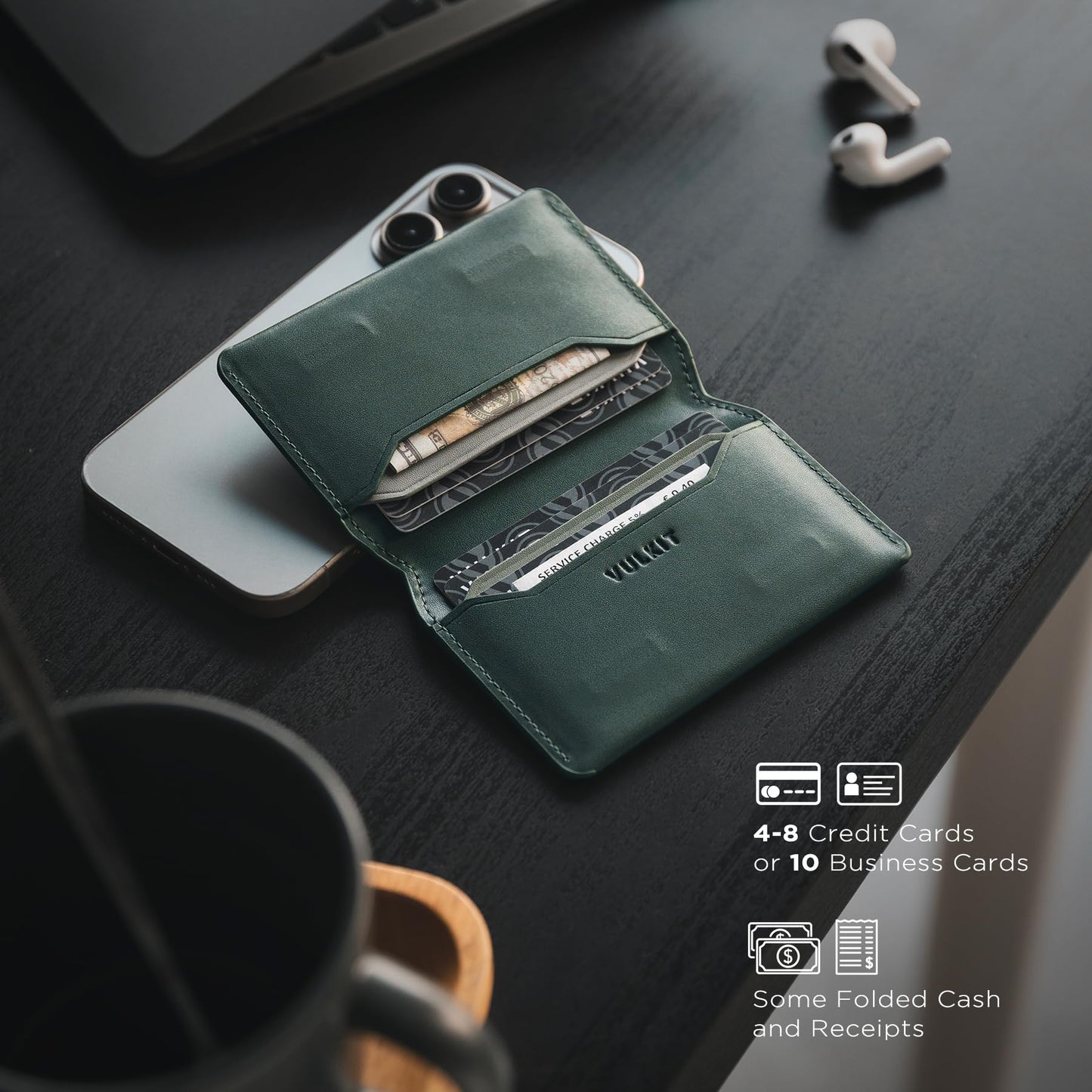 VULKIT Slim Minimalist Card Holder RFID Blocking Leather Credit Card Holder Front Pocket Wallet Magnetic Closure