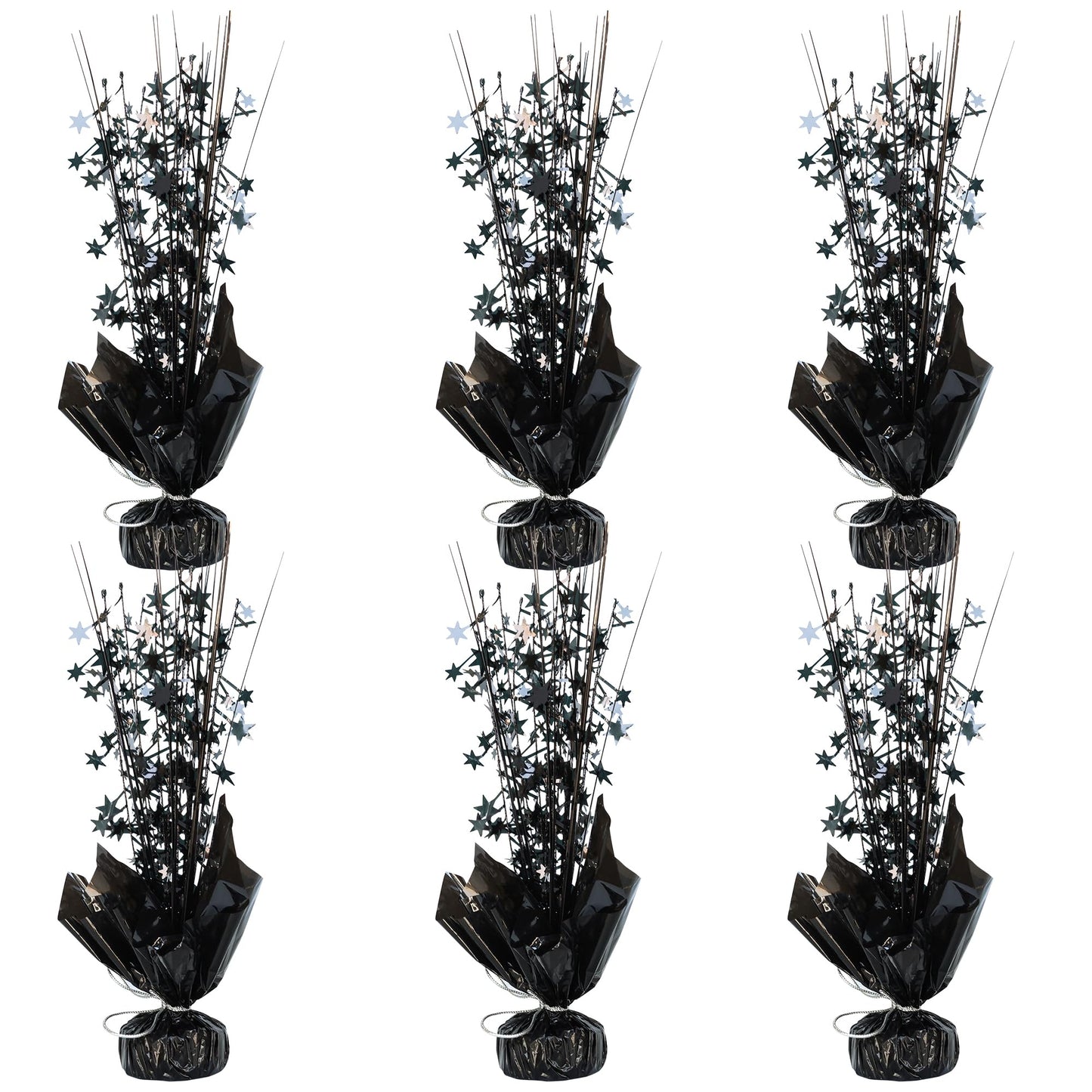 Gyufise 6 Pack Metallic Foil Spray Centerpiece Star Table Decoration Burst Table Centerpieces Table Decor for Birthday Wedding Anniversary Graduation Holiday Party Supplies Black