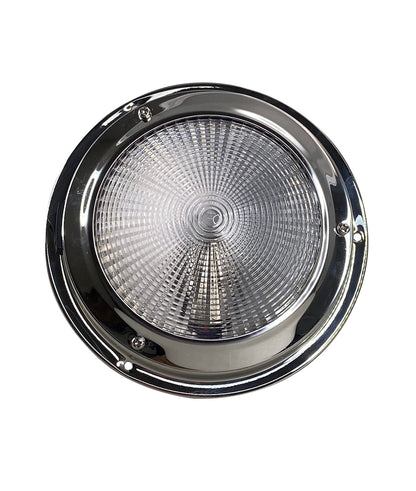Pactrade Marine Dome Light 12V - 4-Inch Lens, Cool White LED | Stainless Steel Boat Light with Built-In Rocker Switch, Surface Mount | RV, Trailer, Boat Interior Lights, Marine Lights