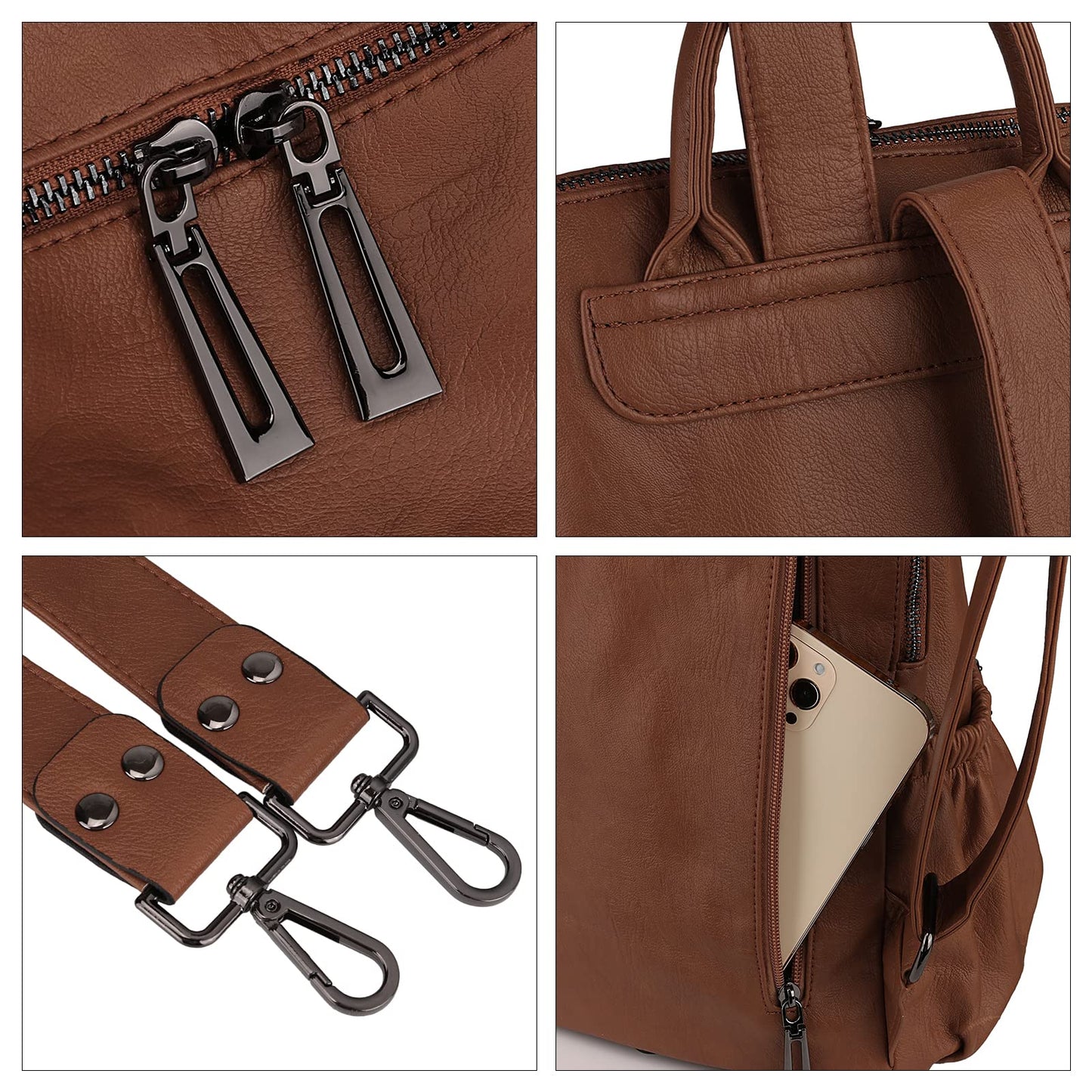 Uromee Travel Backpack Purse for Women Vegan Leather Ladies Fashion Tassel Shoulder Bag Convertible