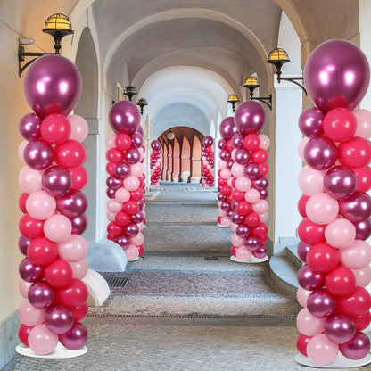 2 Sets Pink Balloon Column Stand Kit with 100 Balloons - Christmas & New Year Birthday Wedding Party Decor