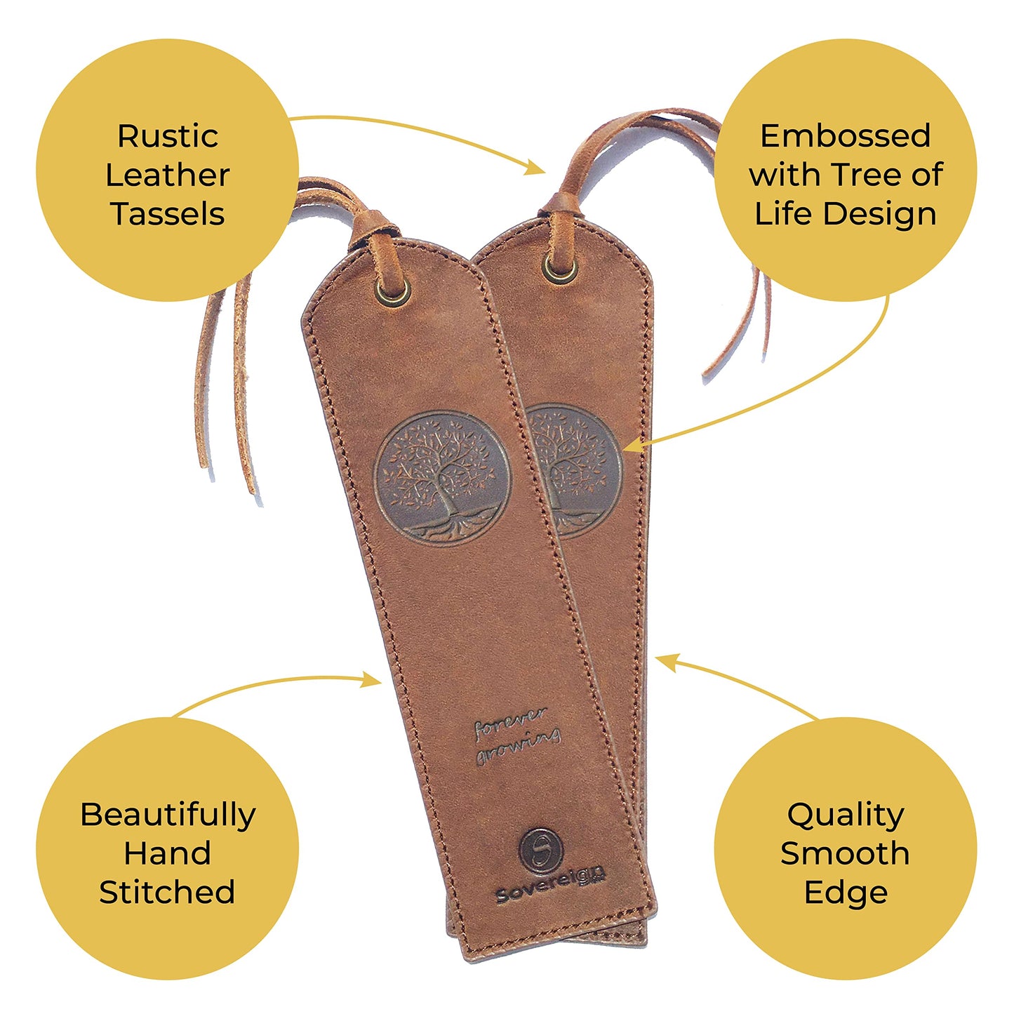 Tree of Life Leather Bookmark Handmade - 2 Genuine Leather Bookmarks for Men and Women with Unique Tree of Life Design - Perfect Book Lovers Gift for Bookworms and Readers