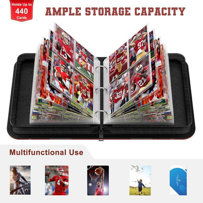 Mlikero 440 Pockets Football Card Binder, Sports Card Binder with Card Display Design, Premium Card Ablums with Sports Pattern Wristband Fit for Football Cards 2026