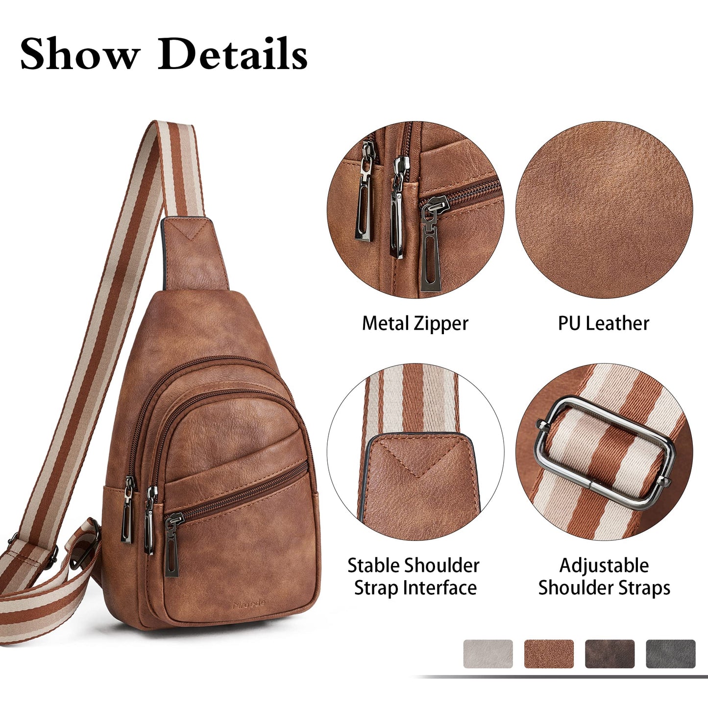 Mroede Sling Bag Crossbody Bags for Women Small Cross Body Bag Fanny Packs Chest Sling Purse for Daily Travel Leisure Sport
