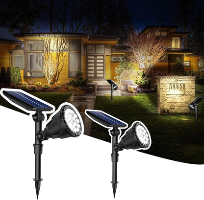 JSOT Solar Spot Lights Outdoor, 600LM Outdoor Spotlight Waterproof Landscape Lighting, Solar Garden Decor Lamp Wall Light for Yard Pathway Path Driveway Pool Backyard Decorative(Cool White 2 Pack)