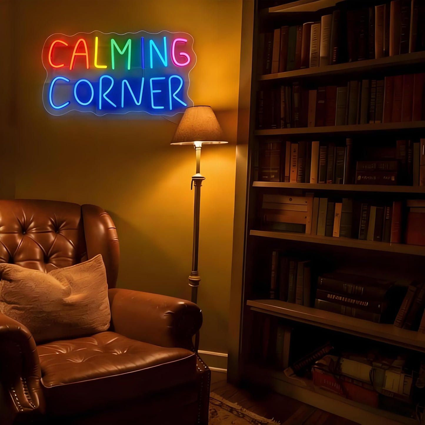 Calming Corner LED Neon Sign - USB Powered Dimmable Neon Light Wall Art for Classroom School Office Bedroom Home Relaxation Area Wall Table Decor 11.8 x 7.5 In