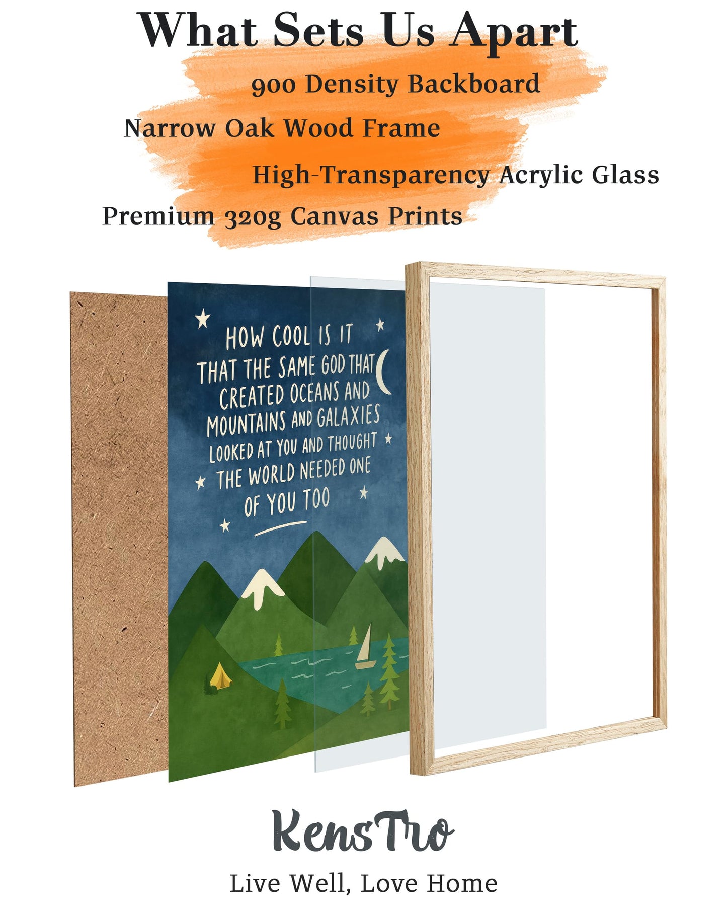 KensTro Natural OAK Wood Same God Creation Framed Wall Art,12x16in Inspirational Christian Bible Verse Canvas Art,Mountain Nursery Decor,Blue Set of 1 for Christian Boys Room for Boy Adoption Gifts