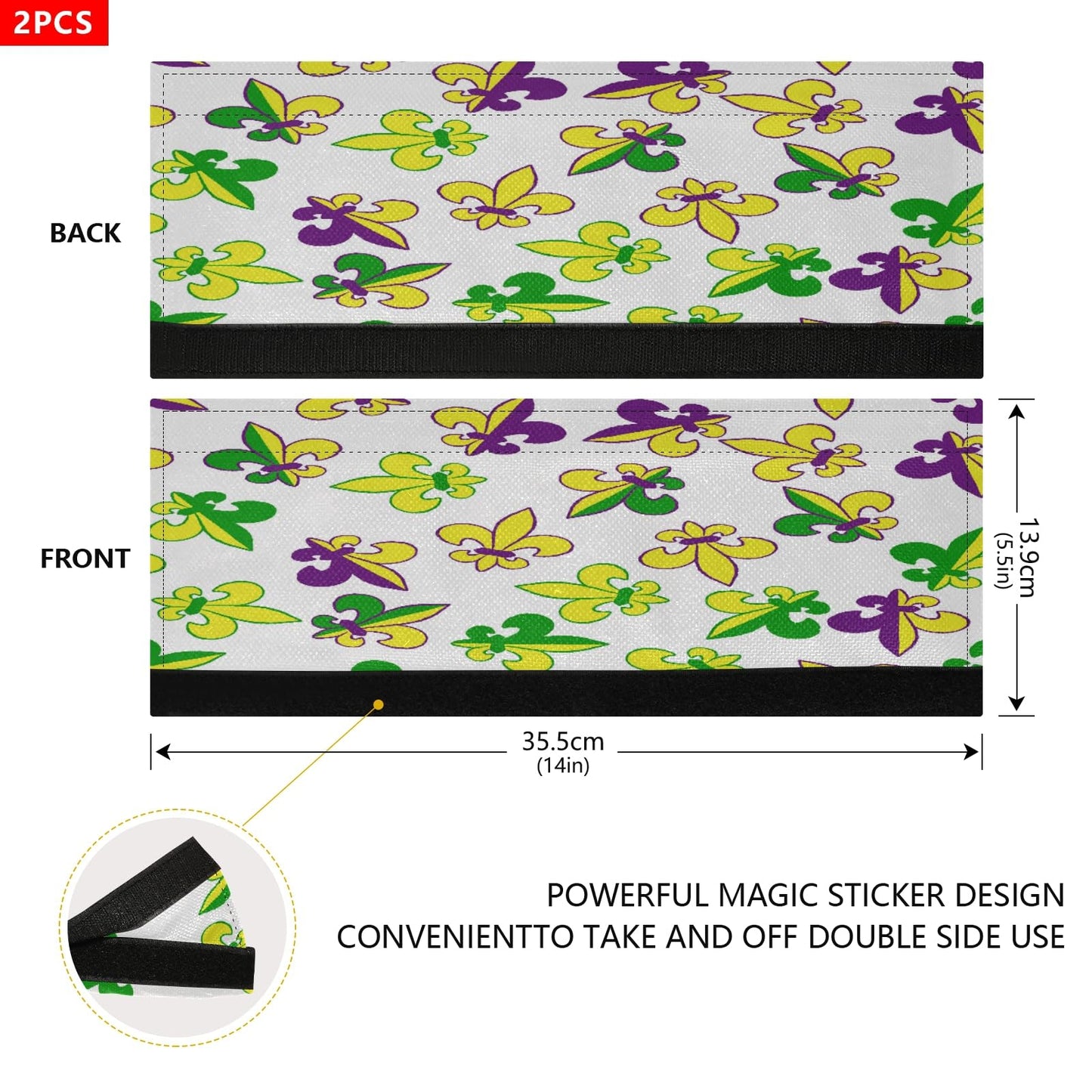 Eionryn Mardi Gras Fleur De Lis Refrigerator Door Handle Covers Carnival Masquerade Kitchen Appliances Gloves for Microwave Dishwasher Fridge Door Cloth Protector 2pcs