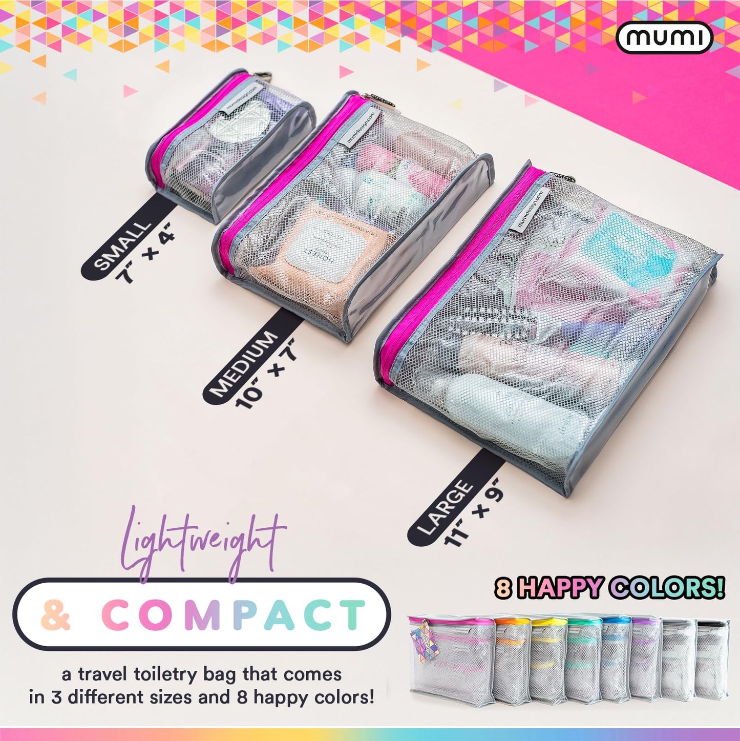 MUMI Travel Toiletry Bag Set of 3 – Clear TSA Approved Toiletry Bags for Women – Reusable Water-Resistant Makeup Organizer Pouches for Skincare, Cosmetics, Travel Accessories, Airport Packing - Aqua