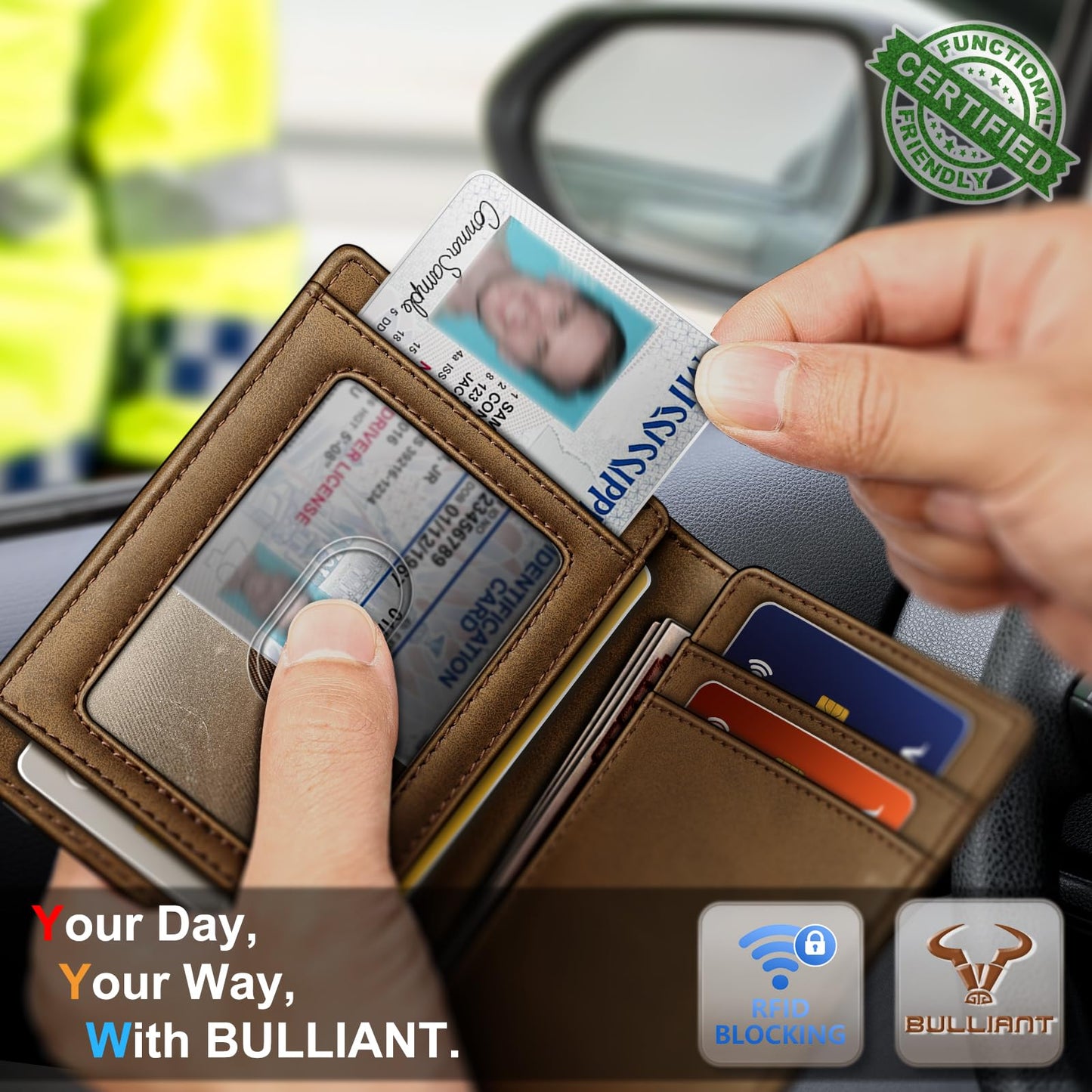 BULLIANT Slim Wallet For Men 12Cards,Magnetic Flip Build-in Money Clip Airtag Compatible-RFID Blocking