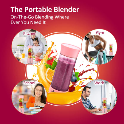 Asani Portable Mini Blender for Shakes and Smoothies, USB Rechargeable, Pink