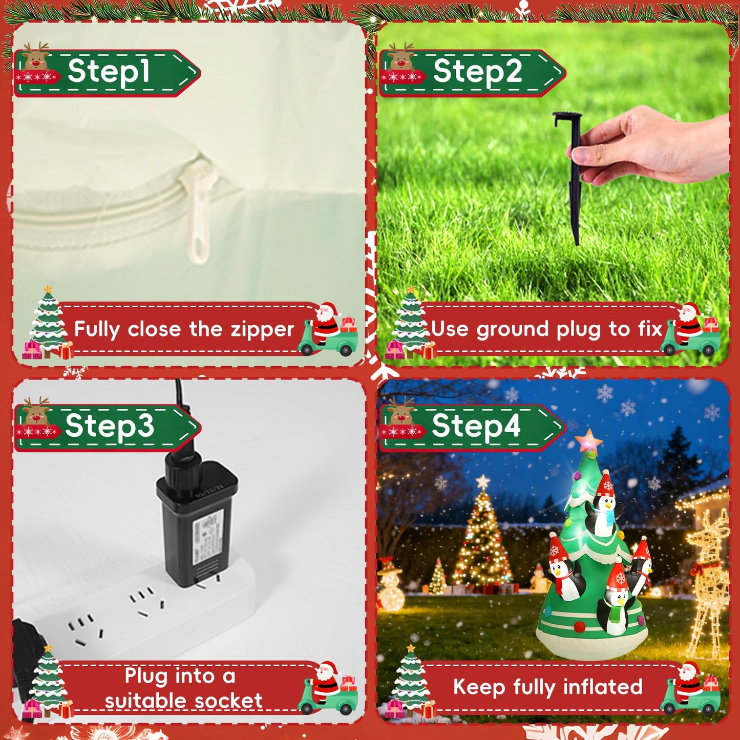 InfleasJoiy 10FT Christmas Tree Inflatable Decoration with Built-in LED Lights, Christmas Outdoor Inflatable Decoration for Lawn, Yard, Garden, Patio